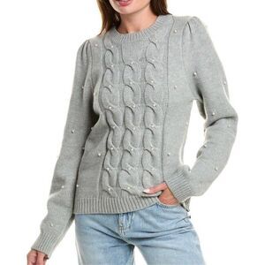Fab’Rik NWT Lois grey cableknit pearl knit sweater small